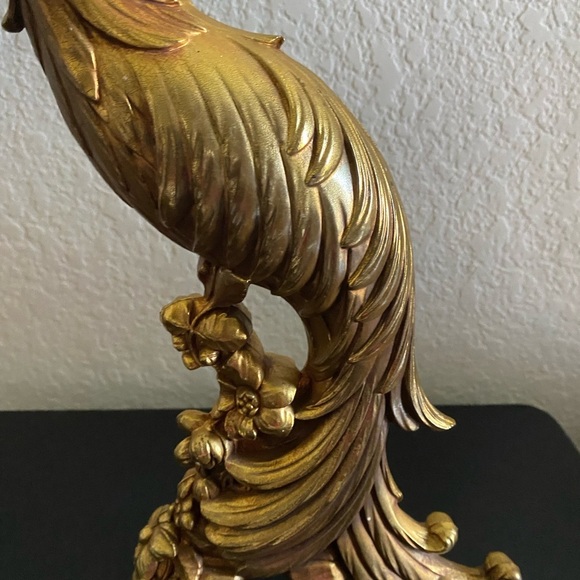 2 Vintage MCM Gold Gliding Peacocks Collectible Table Sculpture 13 1/4”& 8”H - Picture 7 of 16